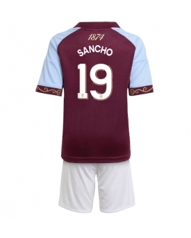 Billige Fotballdrakt Aston Villa Jadon Sancho #19 Replika Hjemmedraktsett Barn 2025-26 Kortermet (med bukser)